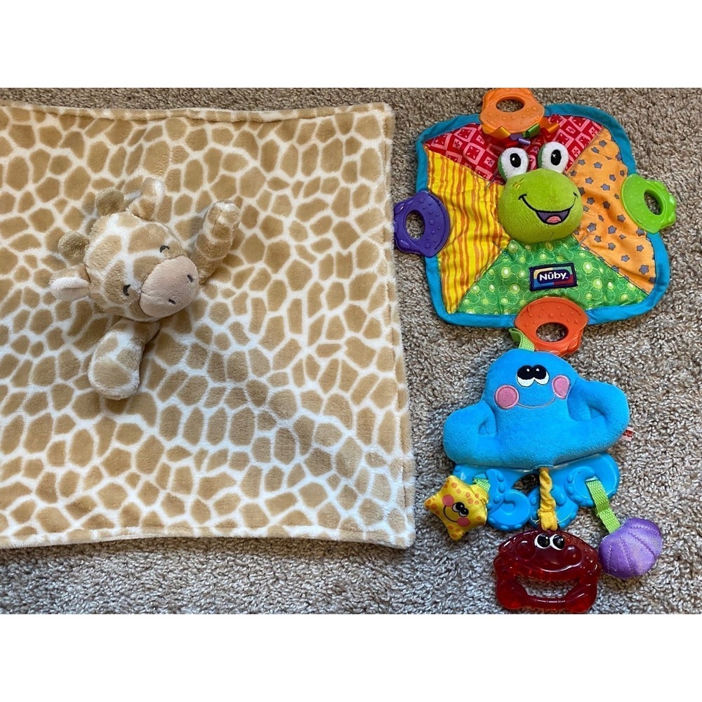 Vintage Fisher Price Octopus Carter's Lovey Giraffe Nuby 3 Item Lot